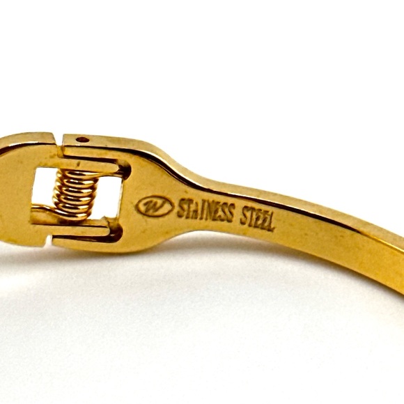 18K Gold Plated over Stainless Steel Bangle Snake Bracelet - Picture 4 of 5